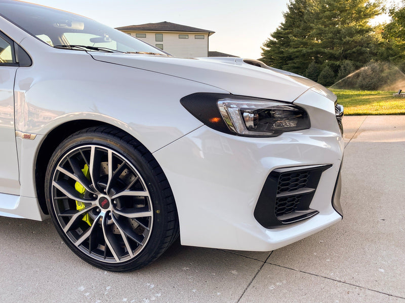 Special Edition Dark Smoke Carbon Fiber Headlight Overlays - 2015-2020 WRX / STI - StickerFab