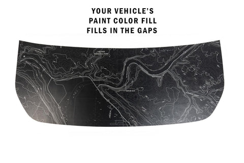 Stealth Black Arches National Park Topographic Map Hood Overlay (Printed Series) - 2021+ Bronco - StickerFab