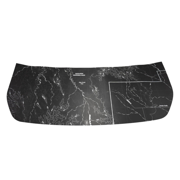 Stealth Black Badlands Topographic Map Hood Overlay (Printed Series) - 2021+ Bronco - StickerFab