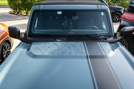 Stealth Clear Badlands Topographic Map Hood Overlay - 2021+ Bronco - StickerFab