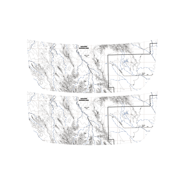 Stealth Clear Badlands Topographic Map Hood Overlay - 2021+ Bronco - StickerFab