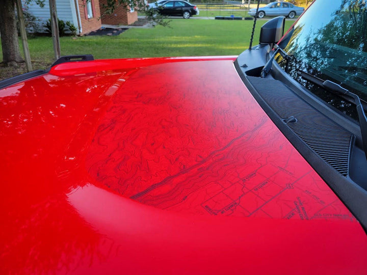 Stealth Clear Moab Topographic Map Hood Overlay - 2021+ Bronco - StickerFab