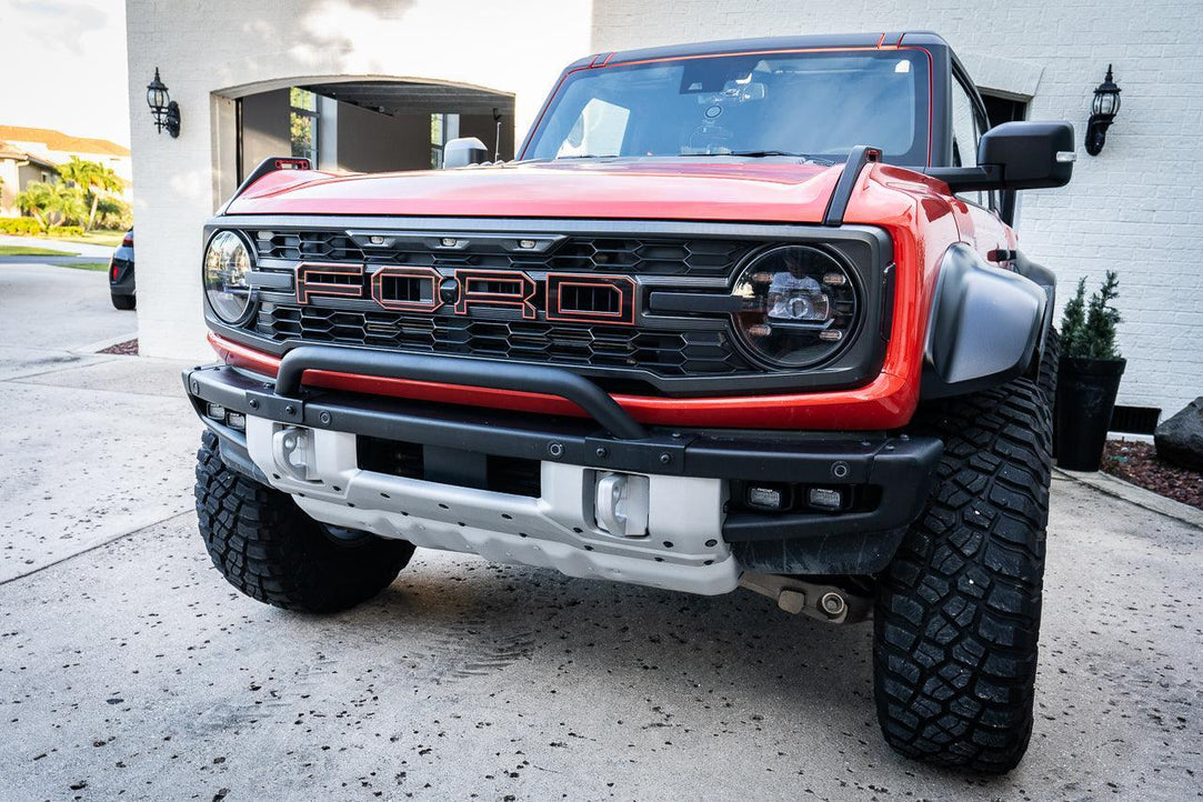 Topo Shortie Style Light Bar Overlays (Printed Series) - 2021+ Bronco (Standard Headlights) - StickerFab