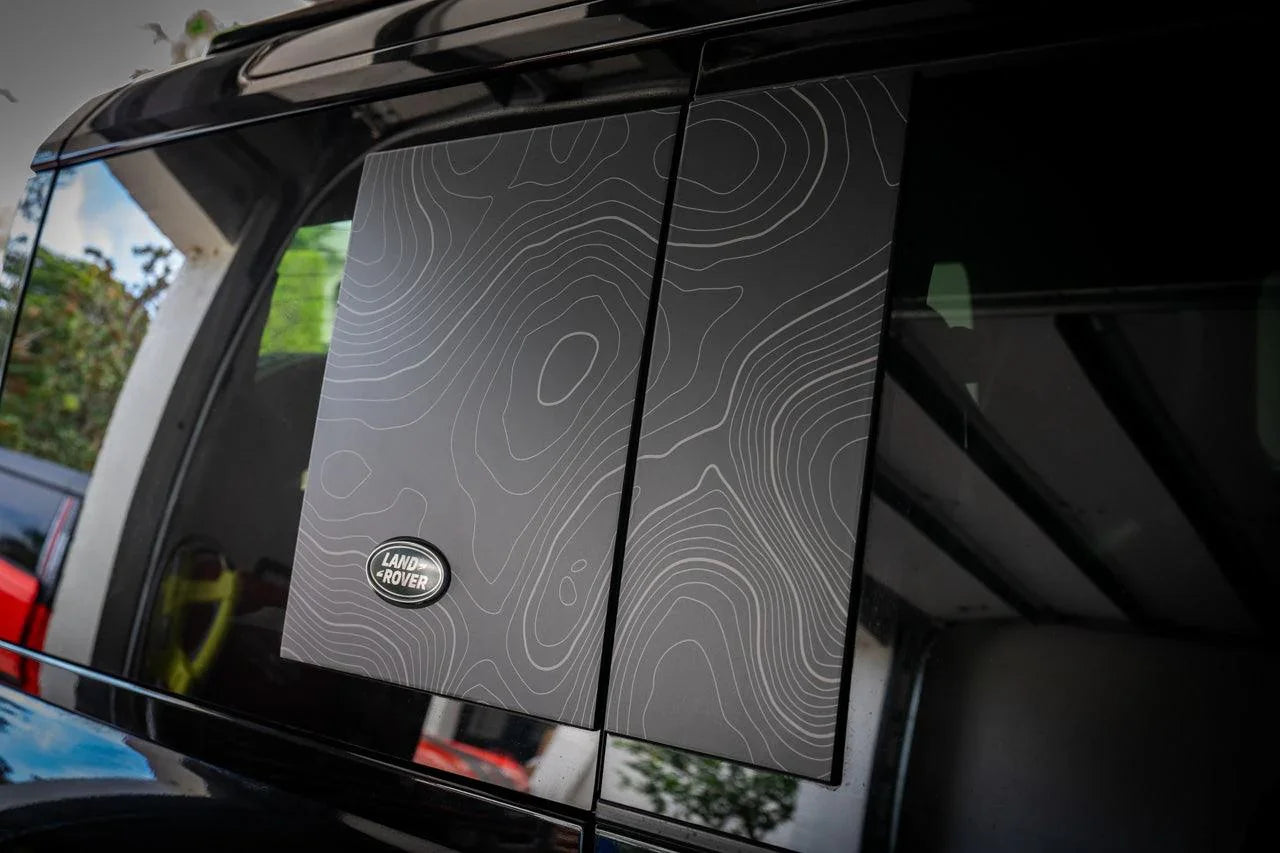 2020+ Defender 110 / 130 Topo Side Window Panel Overlay | StickerFab