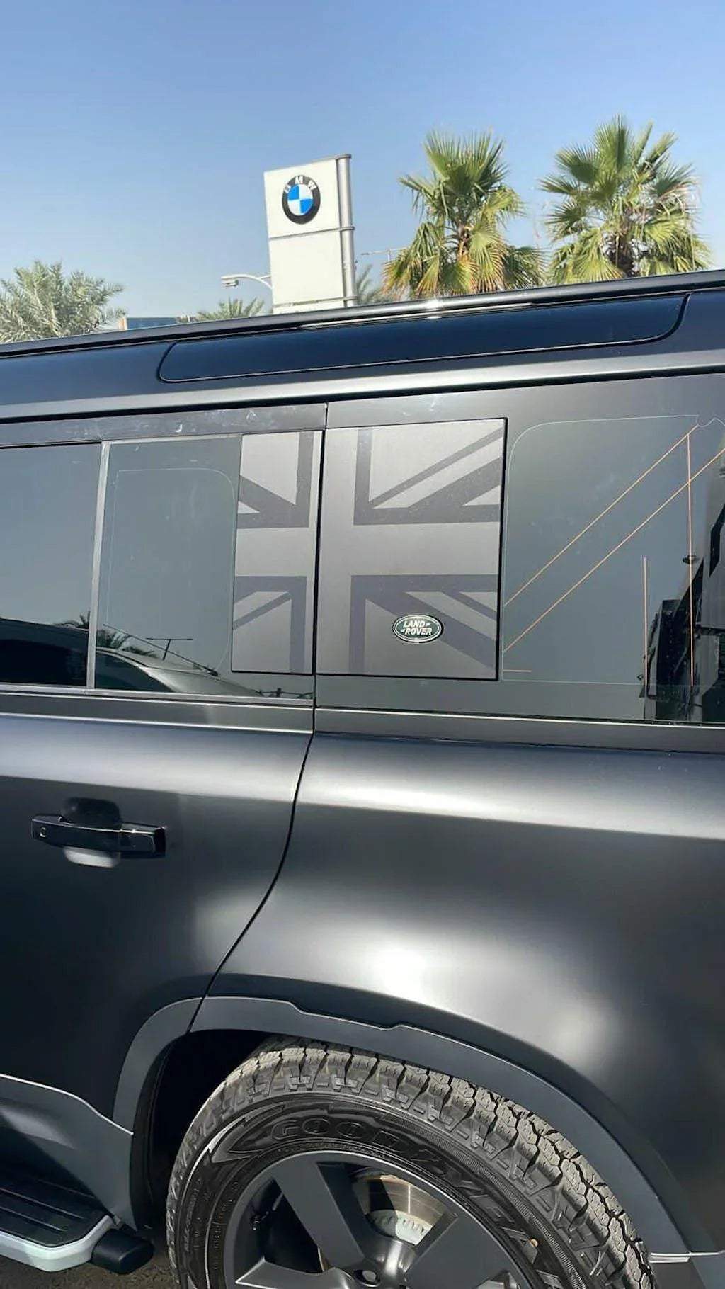 Ranger Rover Defender Side Window Panel 2020+ Defender Union Jack Side Window Panel Overlay (Matte Black ...
