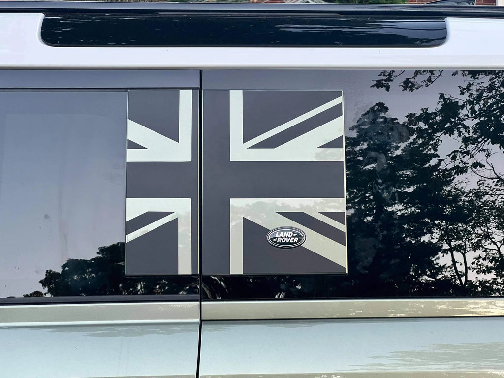 2020+ Defender Union Jack Side Window Panel Overlay (Matte Black ...