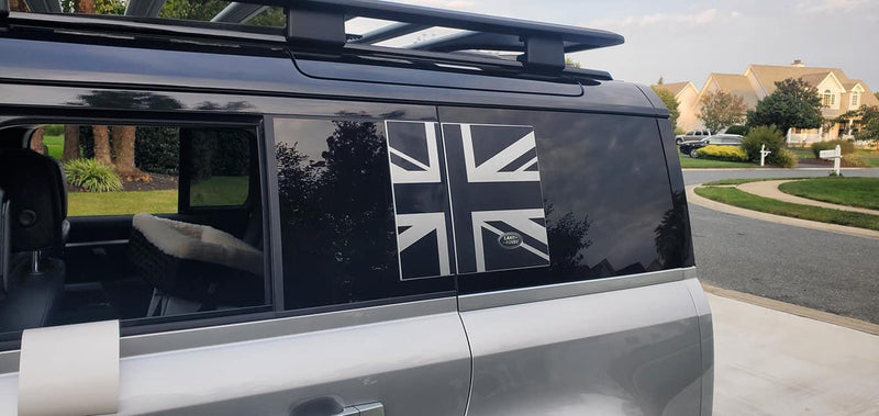 2020+ Defender Union Jack Side Window Panel Overlay (Matte Black ...