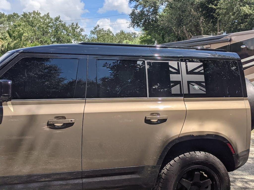 2020+ Defender Union Jack Side Window Panel Overlay (Matte Black ...