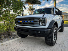 V2 Smoked Shortie Style Light Bar Overlays - 2021+ Bronco (Standard Headlights) - StickerFab